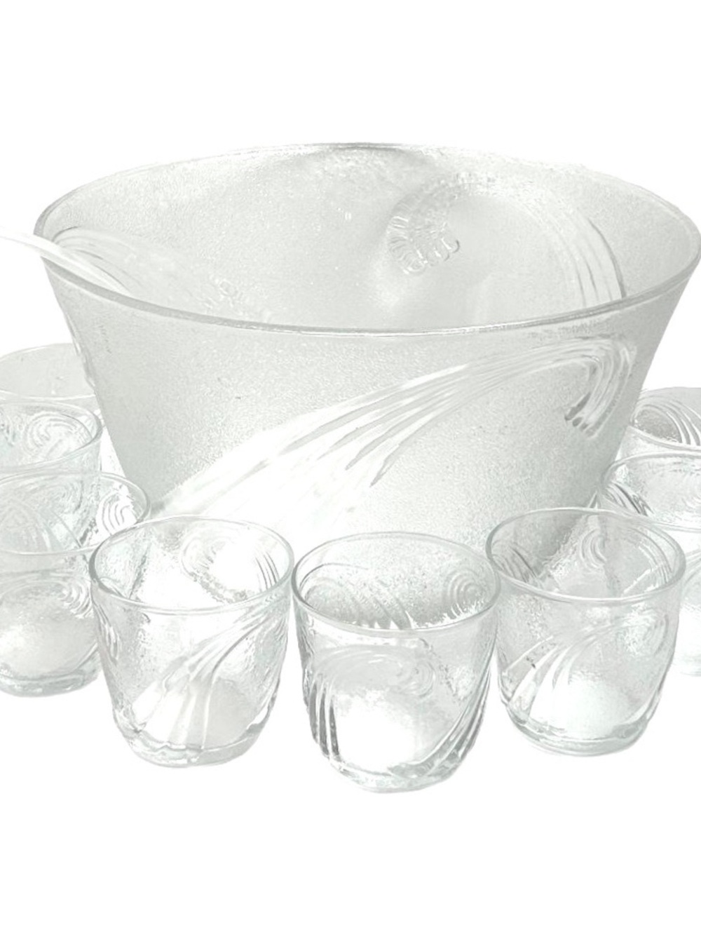 Anchor Hocking “Jubilee” Glass Punch Bowl Set with 8 Cups and Ladle